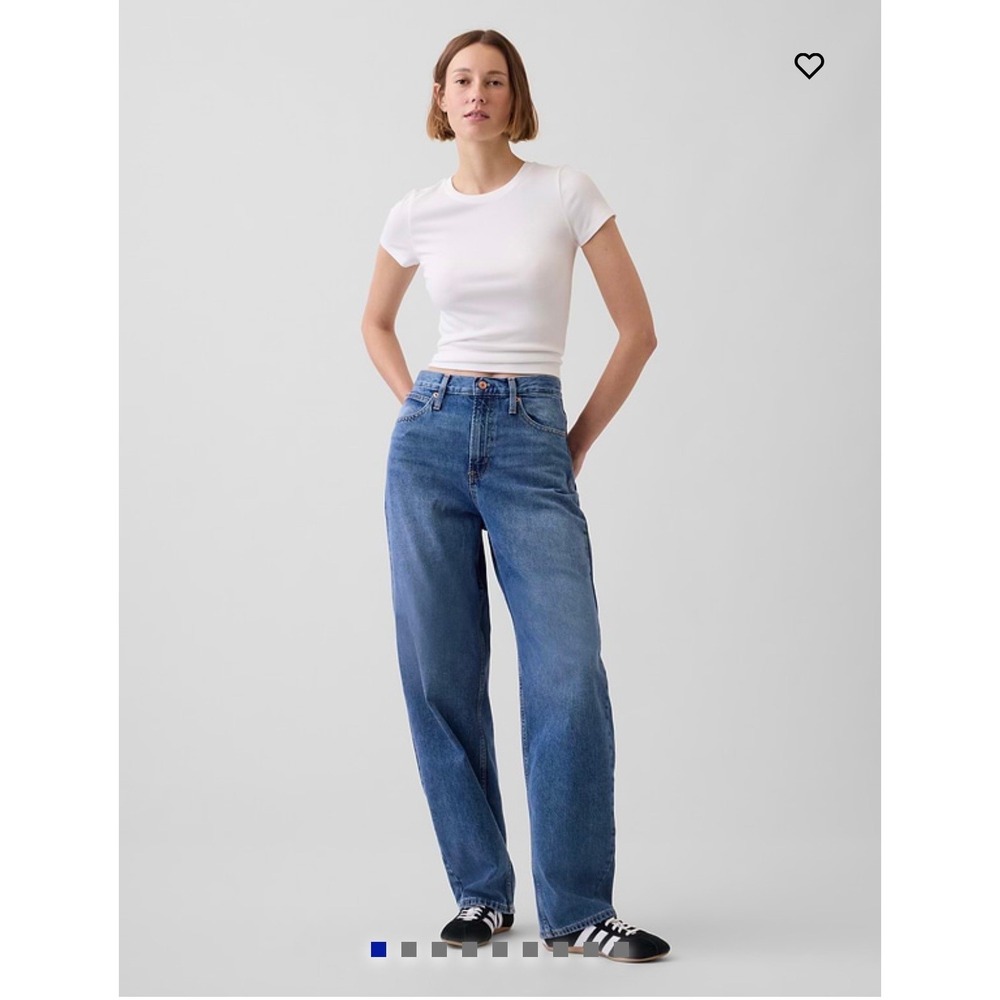 Gap Barrel High Rise Jeans Medium Wash Blue 100% Cotton Curved Leg 29 8R